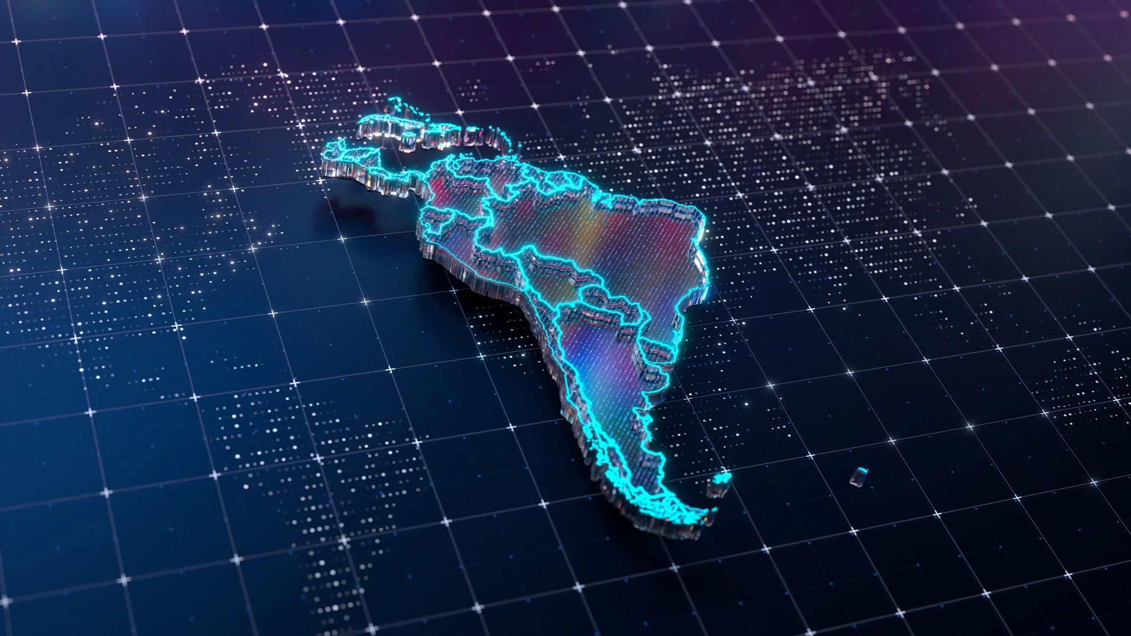 Digital map of South America representing regional focus