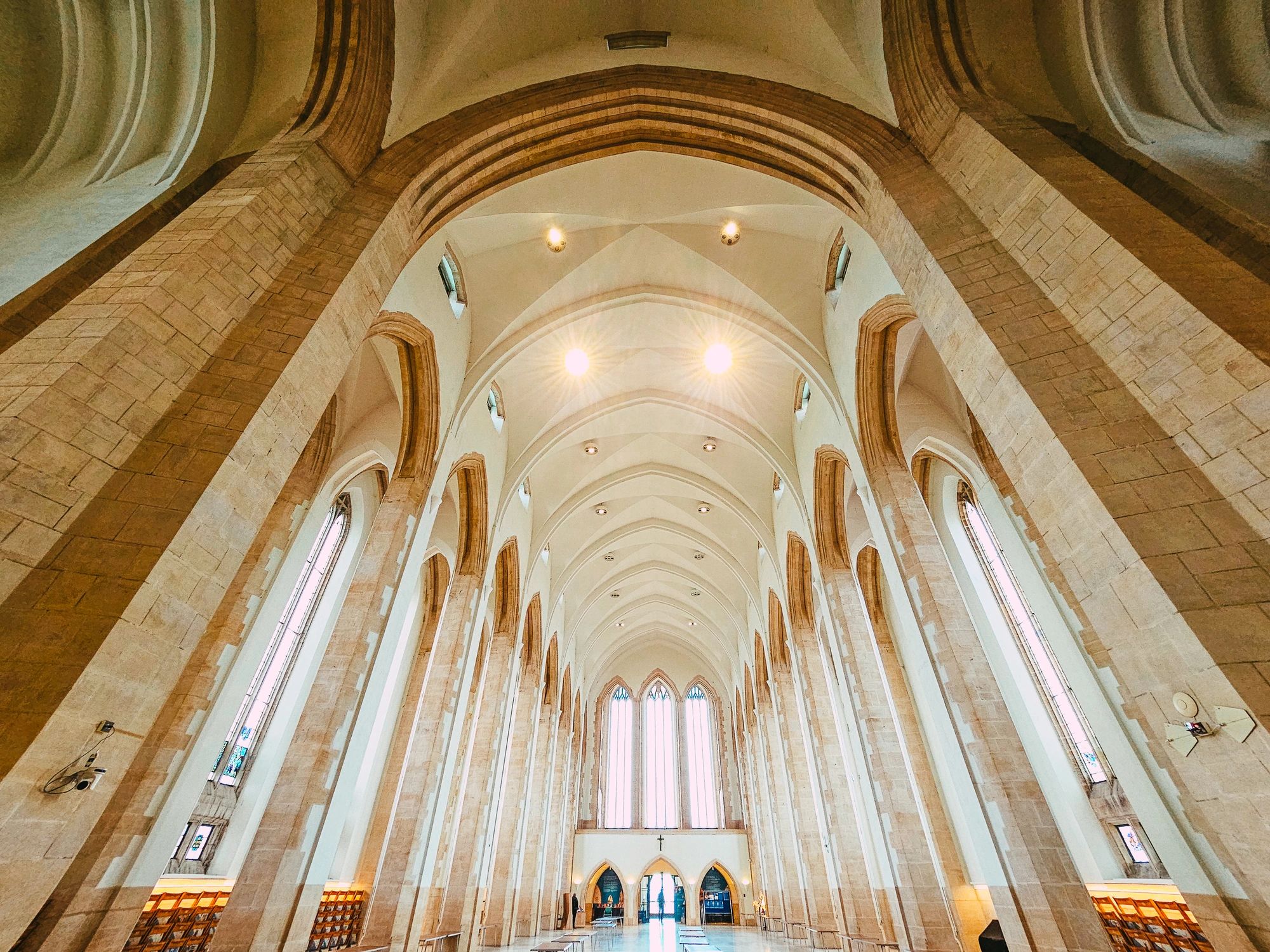 Quiet cathedral interior for reflection and prayer
